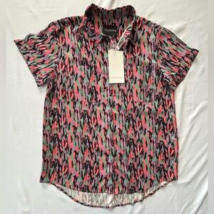 Wildfang The Empower Button Up Short Sleeve Abstract NEW w Tag Size Medium